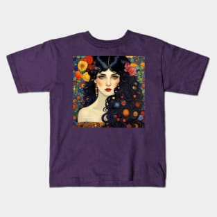 Art Nouveau Beauty gorgeous Bohemian woman Kids T-Shirt